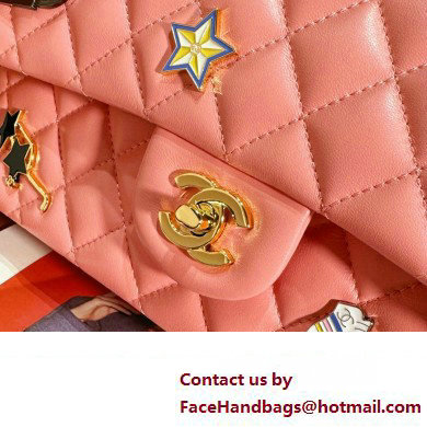 chanel Lambskin, Enamel  &  Gold-Tone Metal Classic Handbag A01112 pink 2024